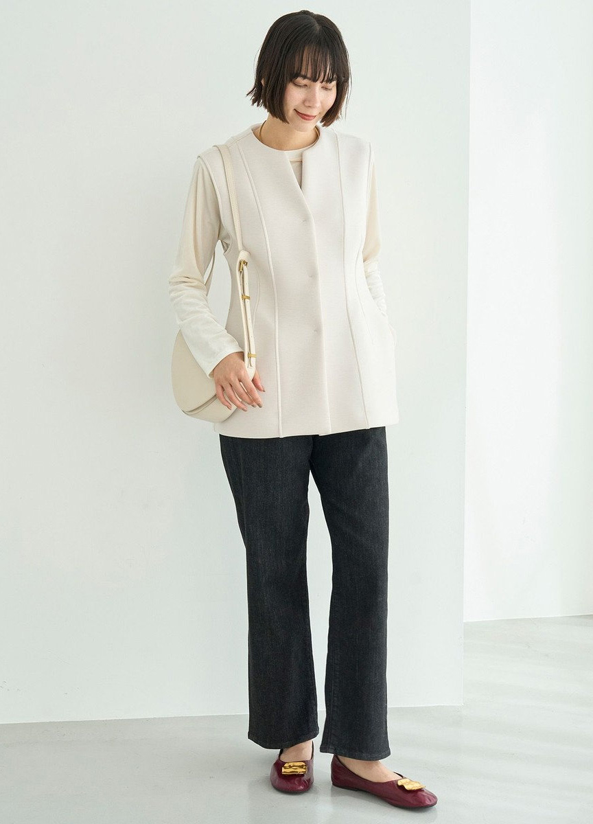 太空棉荷葉下襬背心外套